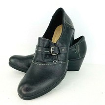 Michel M Durango Shoes 11 M Black Leather Oxford High Heel Buckle  Slip On - $33.74