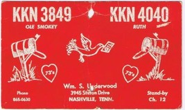 QSL Radio Card From Nashville Tennessee KKN3849 Ole Smokey KKN4040 Ruth - £2.36 GBP