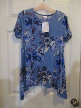 LuLaRoe NWT Melissa Blue Purple Floral Small - £23.27 GBP