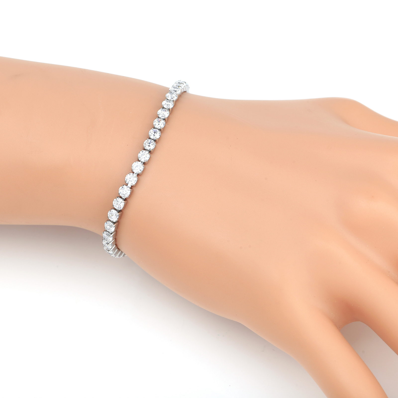 Silver Tone Bolo Bracelet With Swarovski Style Crystals
