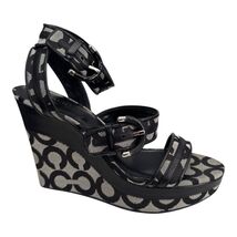 Coach Logo Maralee Wedge Jacquard Sandals Women’s 8.5B Black/Gray - $68.39