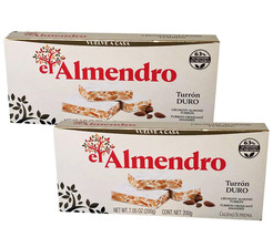 Pack 2 El Almendro Turron Duro de almendras (Crunchy almond turron) 7.05 oz  - £13.07 GBP