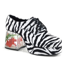 Men&#39;s Faux Zebra Fur Goldfish Heel Retro Disco Pimp Halloween Costume Shoes - $80.06