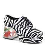 Men&#39;s Faux Zebra Fur Goldfish Heel Retro Disco Pimp Halloween Costume Shoes - £63.26 GBP