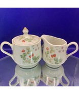 Vtg Strawberry Cream and Sugar Bowl Set George Good Japan Strawberries F... - $22.50