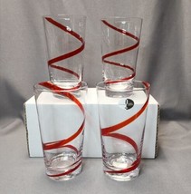 Vintage Pier 1 Swirline Red Swirl Tumblers Highball Drinking Glasses (Set of 4) - £40.19 GBP