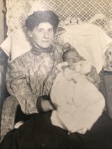 1904-1920&#39;s CYKO RPPC Victorian Mother Floral Dress w/ Baby Real Photo Postcard - $11.29