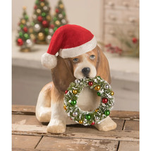 Bethany Lowe Christmas &quot;Puppy With Wreath&quot; Paper Mache TJ0179 - £72.18 GBP