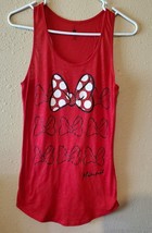 Disney Parks Minnnie Mouse Sleeveless Tank Top Printed Bows &amp;Studs detail size M - £9.39 GBP