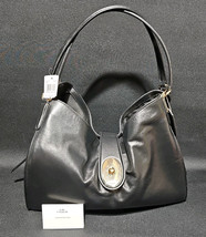 Coach Smooth Leather Carlyle Black Shoulder Bag F37637 Medium Hobo Style... - $305.90