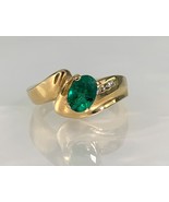 Vintage 14K Yellow Gold Emerald Diamond Ring - $1,200.00