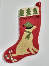 YELLOW LAB Dog Large 22&quot; Christmas Stocking Hand Hooked Wool By Laura Megroz - $34.64