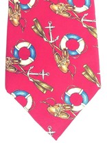 Ruff Hewn Yachting Tie Red 60&quot; Boat Shoes Oars Anchor Life Preserver Boating USA - £6.69 GBP