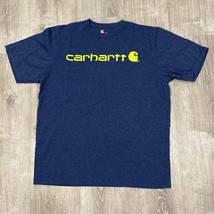 Carhartt Shirt Mens L TALL Blue Cotton Work Wear Spell Out Chest &amp; Back ... - $17.59