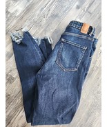 ZARA 10 Trafaluc Jeans Distressed Hi Rise Raw Hem Denim Blue Stretch NEW - $20.79