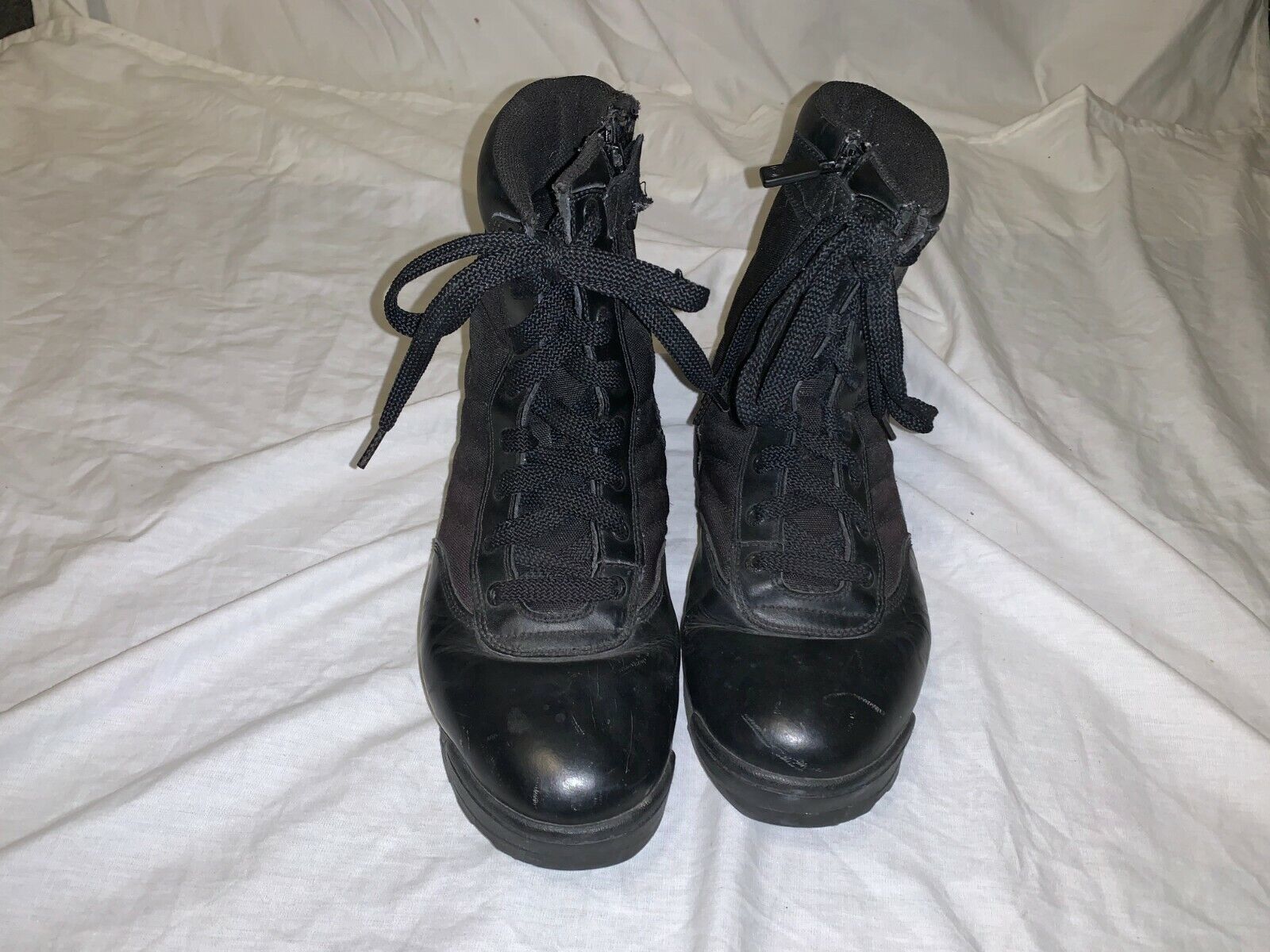 MENS BLACK ORIGINAL SIDE ZIP CLASSIC 9&quot;BOOTS 11W 11 WIDE DEFECT ZIPPER - $34.67