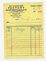 Rose Alligator Goods Factory Receipt Havana Habana Cuba 1955 - $17.82