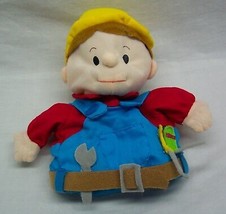 Lillian Vernon Builder Construction Worker Man Hand Puppet 8" Plush Stuffed Toy - $14.85