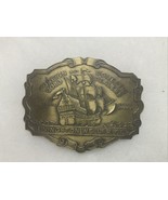 Livingston Wells &amp; Co Belt Buckle Vintage Brass Sailing Ship Free Shipping - $24.73