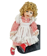 BRIGHT BLUE EYES Porcelain Doll 16&quot; W/CURLY BLONDE HAIR-2002 HERITAGE SI... - $44.50