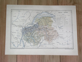 1887 Antique Map Of Department Of HAUTE-SAVOIE Annecy Lake Geneva / France - £17.75 GBP