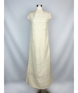 Vintage 1960s Handmade Hand Sewn Maxi Dress Wool High Neck Slit Textured... - £41.85 GBP
