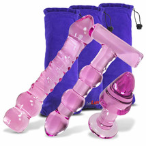 LeLuv Bundle - 3 items: Bubble Gum Glass Dildo &amp; Butt Plug Gift Sets - £35.53 GBP