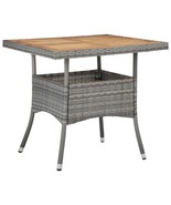 Patio Dining Table Gray Poly Rattan and Solid Acacia Wood - $320.33 CAD