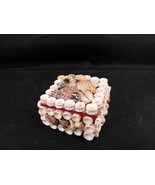 CNI Square-Shaped Sea Shell Box Trinket Jewelry Red Felt Lined Taiwan OBO - $12.00