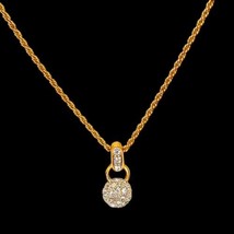 Gold Tone Pendant Necklace 16” Choker Disco Ball Rhinestones Valentine S... - $12.19