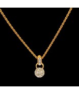 Gold Tone Pendant Necklace 16” Choker Disco Ball Rhinestones Valentine S... - £9.63 GBP