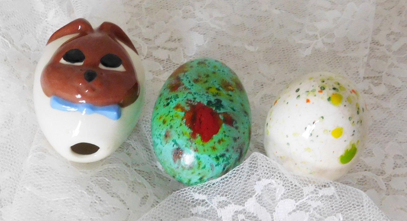 Primary image for Ceramic Easter Eggs - Lot of 3 - Hand Painted - Beautiful!