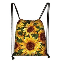 Yellow Sunflower Drawstring Bag Women Canvas Storage Bags  Van Gogh Sunflower St - £13.69 GBP