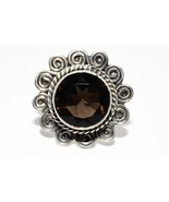 $395 .925 Sterling Silver 5.15CT Natural Round Cut Smokey Quartz Cocktail Ring - $43.05