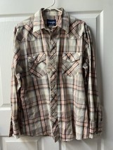 Wrangler Long Sleeved Shirt Mens Large Pink Western Cowboy Pearl Snap - £11.53 GBP