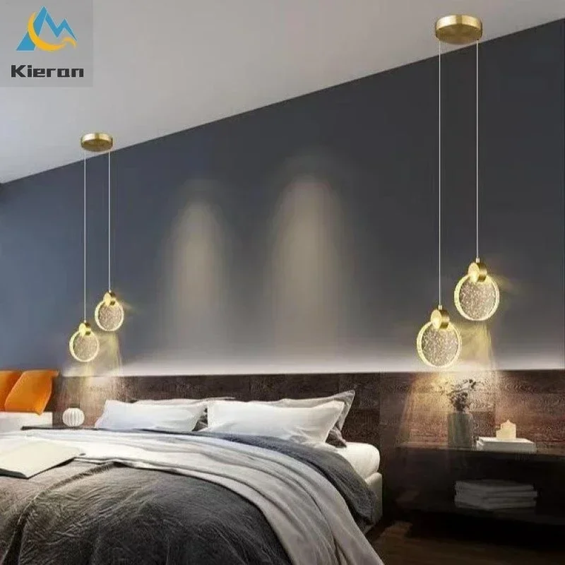 Modern Simple Crystal LED Chandelier Bedroom Study Dining Room Bedside P... - $100.68+