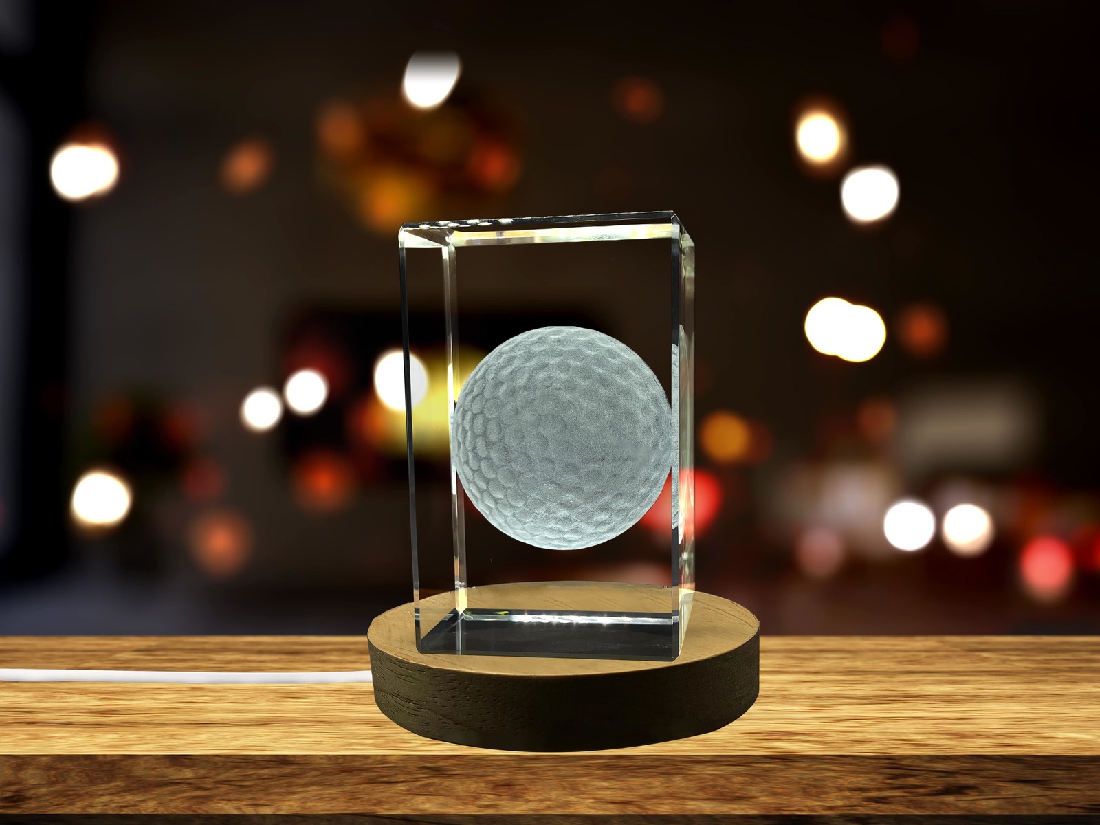 LED Base included |Golf-Ball | 3d-Engraved-Crystal-Keepsake | Gift/Decor - $25.99+