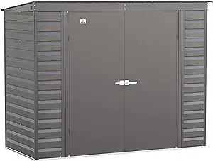 Arrow Select 8&#39; X 4&#39; Outdoor Lockable Steel Storage Shed Building, Charcoal - $850.99