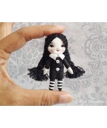 Miniature Wednesday Addams Doll, Tiny Addams Family Toy, Miniature Ragge... - £28.32 GBP