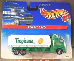 1996 Hot Wheels 64743 Haulers TROPICANA Tanker Truck Green/White w/Chrome7Spokes - $15.50