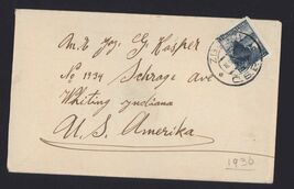 COVER * 1936 Ceskoslovensko to Whiting Indiana * blue stamp 2.5 KC strecno - $1.95