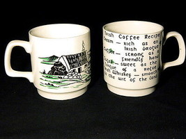 Vintage Irish Coffee Mug Recipe St. Patrick&#39;s Day Lot of 2 - £25.70 GBP