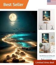 5D Diamond Art Kit - Seaside Moonlight DIY Painting for Stress Relief an... - $18.99