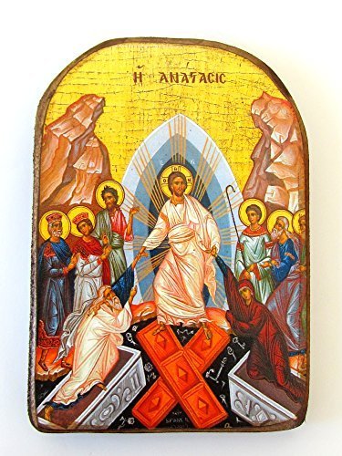 Wooden Greek Christian Orthodox Wood Icon of the Resurrection / MP2