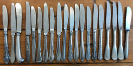 Set Lot 20 Vintage Mismatched Mid Century Stainless Dinner Butter Knives - £23.69 GBP