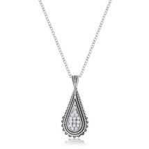 .37 Ct Tear Drop Rhodium Pendant Necklace with CZ - $34.49