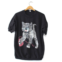 Vintage Kitty Cat Yarn T Shirt Large - £29.85 GBP