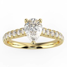 1ct Natural Diamond G-H Color SI Clarity Pear Shape Slim Shank Halo Ring. - £2,483.71 GBP