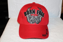 MOTORCYCLE WINGS BORN FREE BIKER RIDE OR DIE BASEBALL CAP ( RED ) - $11.29
