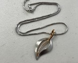 Breuning Necklace Sterling Silver 925 Snake Chain Gold Silver Leaf Penda... - $93.25